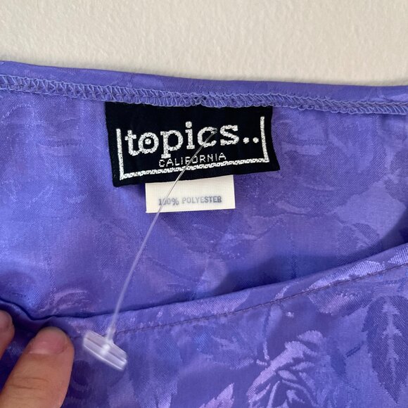 Topics Sz‎ Large Pullover Purple Metallic Floral Blouse Knit Tie Banded Hem - Picture 3 of 7